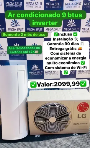 Ar condicionado inverter de 9 btus / incluso instalação/ garantia/ 90 dias / entrega