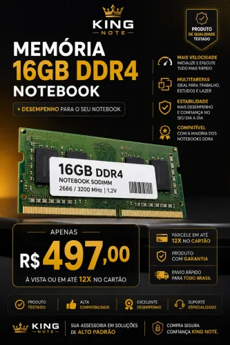 Memoria 16GB DDR4 para Notebook Alto Desempenho