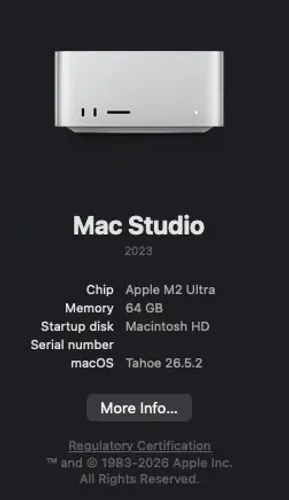 Mac Studio Apple M2 Ultra 64GB RAM 1TB SSD - Impecável