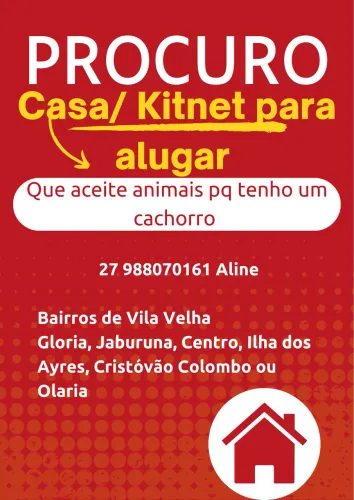 PROCURA-SE CASA PARA ALUGAR