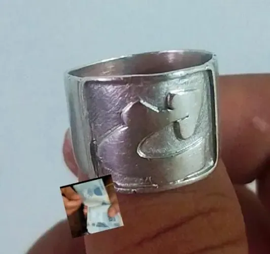 Anel prata letra C pesoanlizado