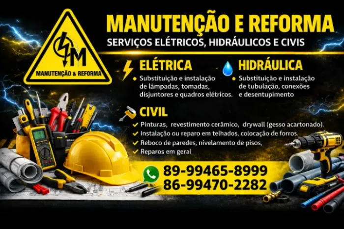 MANUTENÇÃO E REFORMA - SERVIÇOS ELÉTRICOS, HIDRÁULICOS E CIVIS