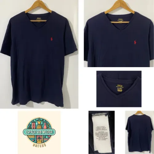 Camiseta Polo Ralph Lauren decote v masculina