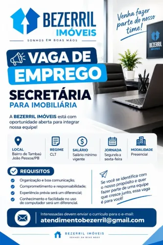 Vaga de emprego de secretária - Bezerril Imóveis