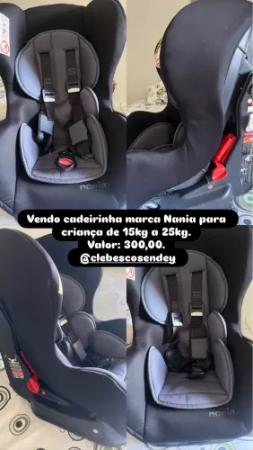 Cadeirinha de criança para carro, de 15kg a 25kg. Marca: Nania.