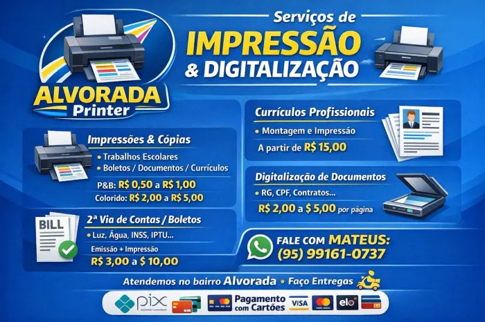 Serviços de Impressão e Digitação em Boa Vista - Rápido e Barato