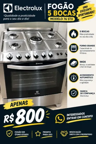 ? FOGÃO ELECTROLUX 5 BOCAS - SUPER OFERTA R$ 800