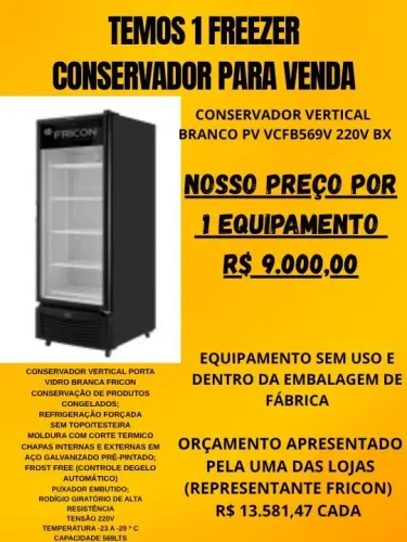 Freezer conservador branco 569 litros 220v