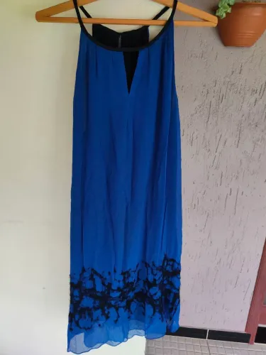 vestido animale de seda pura azul