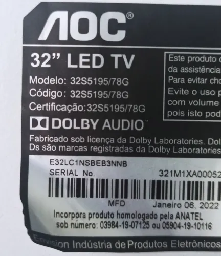 Placas TV Smart AOC 32" 32S5195/78G