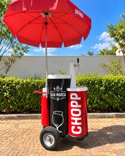 Carrinho de Chopp Profissional a Gelo + Adesivagem Personalizada