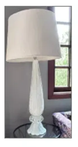 Abajur Cristal Murano Verona Branco 77 cm