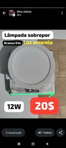 Lâmpada led de sobrepor 12w branco frio 4000k