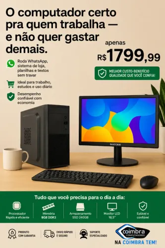 Computador Completo Ideal Para Escritorio, Comercio,, Estudos i5 2500 8GB DDR3 e 240GB SSD