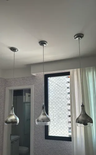 Pendentes Lustres Gotas Cromadas