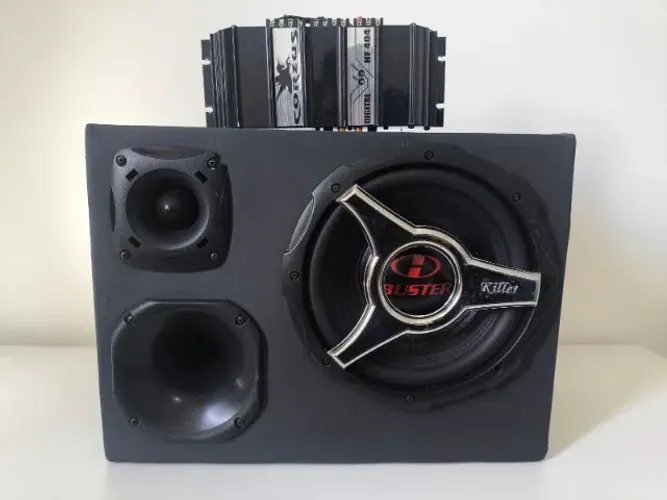Caixa Trio + Sub Buster 10" + Twitter JBL + Corneta + Módulo Corzus HF404
