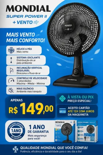 Ventilador Mondial novo com 1 ano de garantia  30cm   
