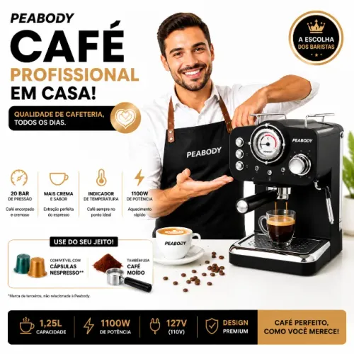 LANÇAMENTO! Café Profissional Máquina Cafeteira Espresso 20 Bar 1,25L Nespresso Cápsulas e