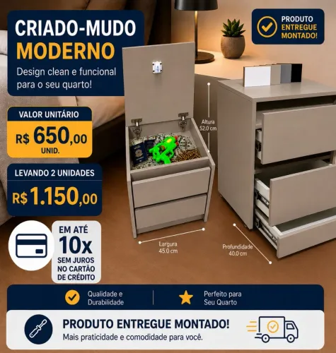 Mesa de cabeceira/criado mudo