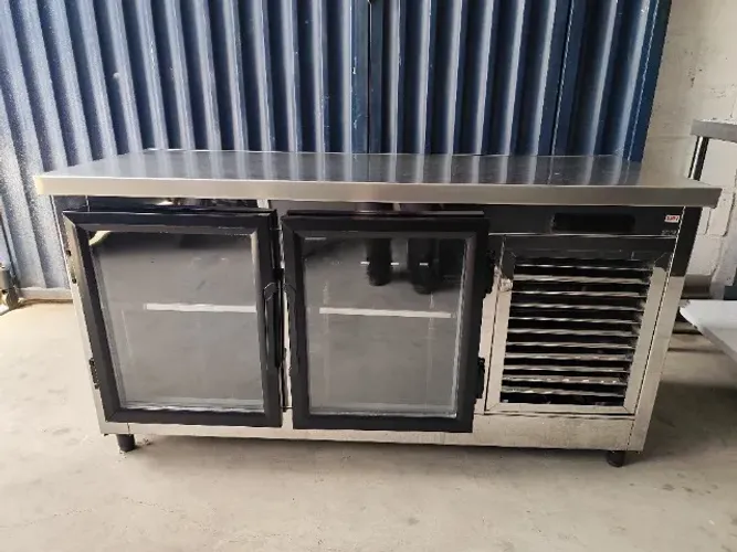 balcão inox refrigerado 1500mm 2 portas linha profissional 