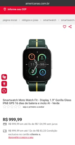 Relógio Moto Watch Fit