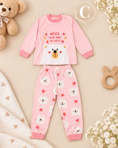 Pijama Infantil de Frio Ursinhos 100% Algodão 3-4 Anos