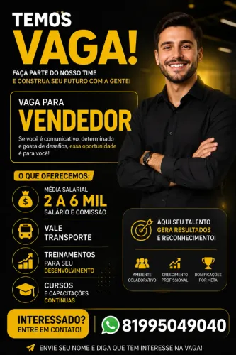 VAGA PARA VENDAS OLHE A DESCRIÇÃO
