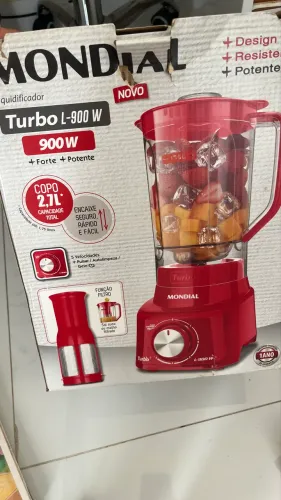 Liquidificador NOVO Mondial Turbo L-900 FR Copo - Vermelho Com Filtro 05 Velocidades 900W 