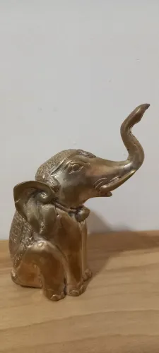 Estatueta elefante em bronze peça antiga vintage 13cm altura
