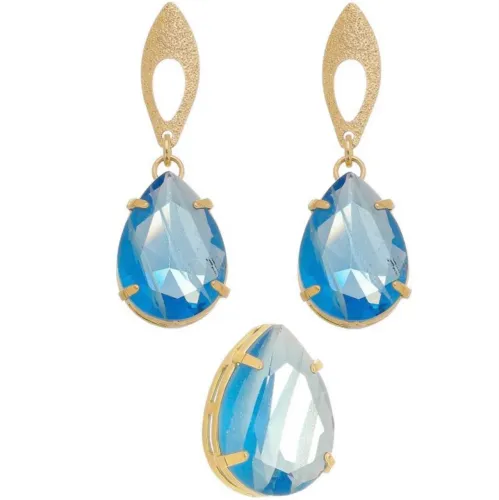 CONJUNTO PEDRA NATURAL GOTA AZUL - 1101002