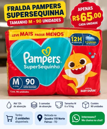 Fralda Pampers Supersequinha M - 90 Unidades - R$ 65
