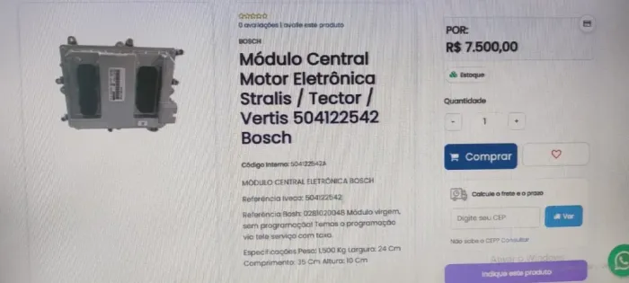 MODULO CENTRAL .. MOTOR ELETRÓNICA STRALIS / TECTOR / VERTIS 504122542 BOSCH