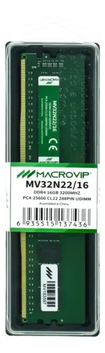 Memória RAM Macrovip DDR4 16GB 3200MHz PC Gamer Verde