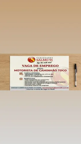 VAGA PARA MOTORISTA DE CAMINHÃO TOCO
