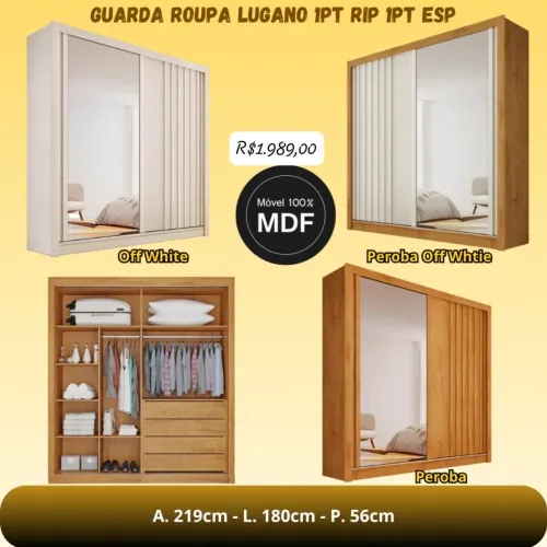 GUARDA ROUPA LUGANO 1PT RIP 1PT ESP