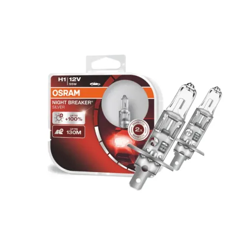 Par Lâmpada Osram H1 Night Breaker Silver 100% 3200k 12v 55w