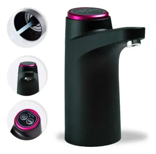 DISPENSER BOMBA PARA GALÃO DE ÁGUA RECARREGÁVEL BIVOLT USB COR PRETO