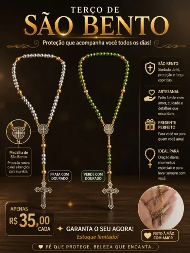 TERÇO ARTESANAL SÃO BENTO