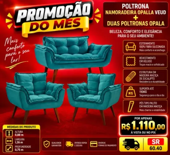 Poltrona Namoradeira + 2 poltronas Opala (Pagamento na entrega)