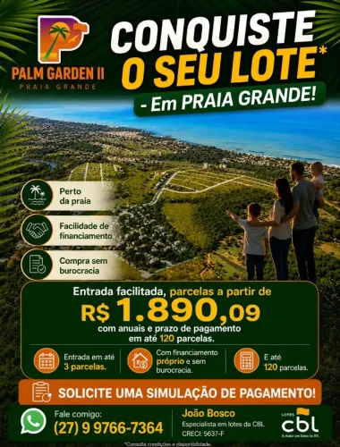 Lotes em Praia Grande! Litoral Capixaba, Fundão ES.
