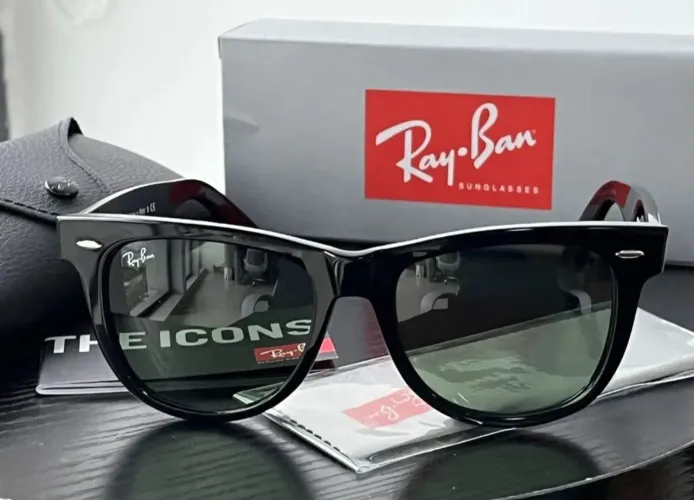 Ray ban wayfarer grande preto clássico oculos de sol masculino feminino