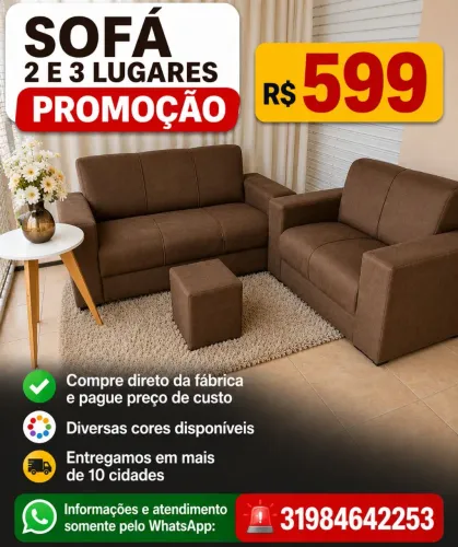 SOFÁ 2 E 3 LUGARES MARRON