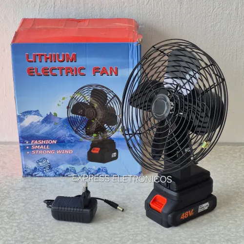 VENTILADOR A BATERIA RECARREGÁVEL PROFISSIONAL POTENTE METAL