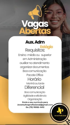 Vaga estágio Aux. Adm