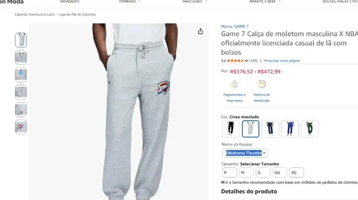 Calça Moletom original NBA Game 7 tamanho M