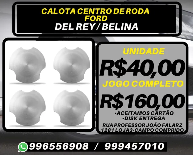 Calota centro de roda Belina e Del Rey. R$40,00 a unidade. Disk entrega