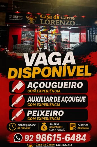 Vaga disponível para açougue/peixaria