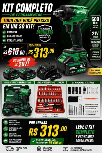 ? KIT COMPLETO DE FERRAMENTAS E PARAFUSADEIRA - R$ 313! ?