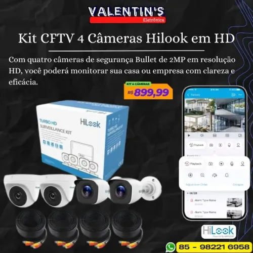 Kit de 04 Câmeras em HD Completo Hilook