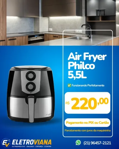 Air Fryer Philco 5,5L - NOVA (Sem Uso!)